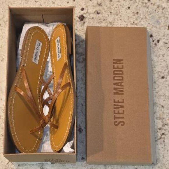 Steve Madden Rivera Cognac Leather Sandel Size 9 NEW - Picture 4 of 4